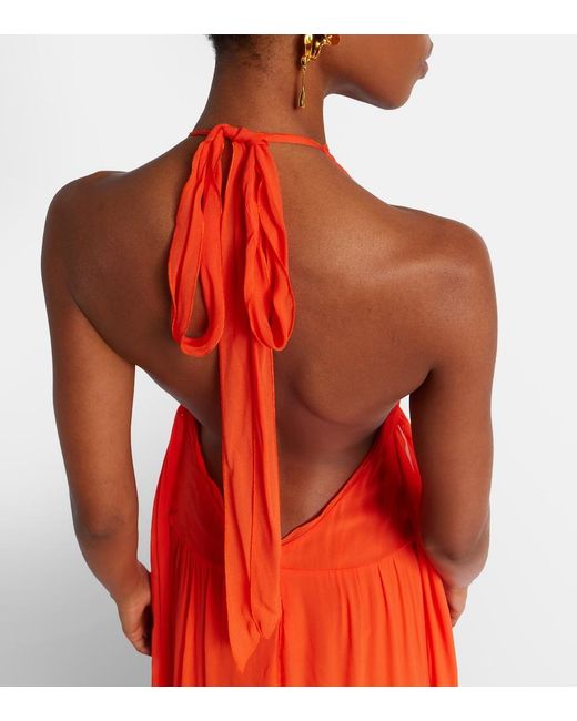 Blumarine Red Ruffled Georgette Gown