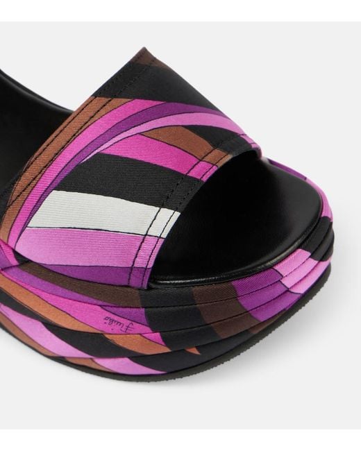 Emilio Pucci Pink Ami Iride Satin Platform Sandals