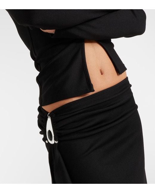 Christopher Esber Black Asymmetric Draped Jersey Maxi Skirt