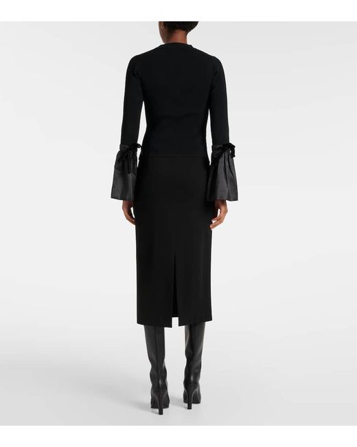Jonathan Simkhai Black Agata Taffeta-Trimmed Ribbed-Knit Top