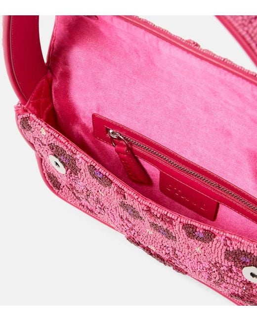 Staud Red Tommy Beaded Shoulder Bag