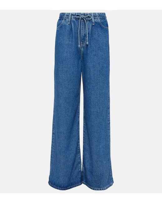 FRAME Blue High-Rise Wide-Leg Jeans