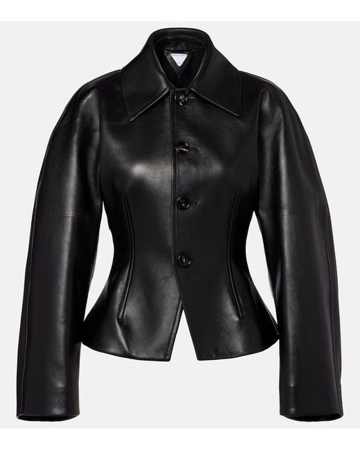 Veste En Cuir Bottega Veneta en coloris Black