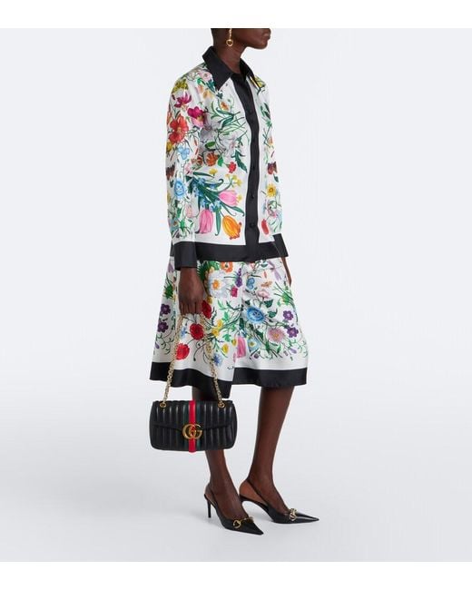 Gucci White Flora Silk Twill Culottes
