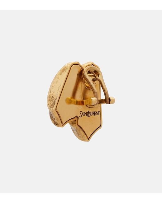 Saint Laurent White Double Blade Clip-On Earrings
