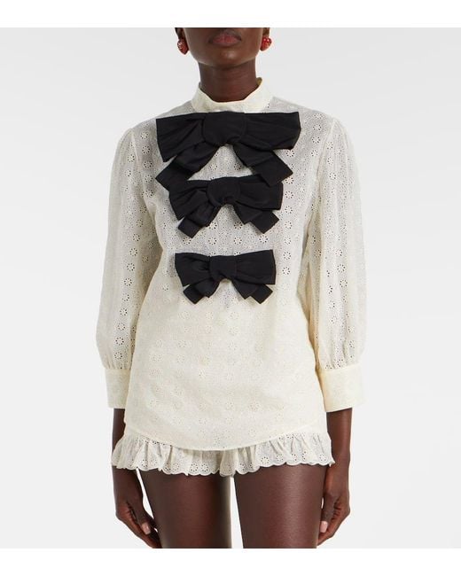 Valentino Black Mossi Bow-Detail Cotton Top