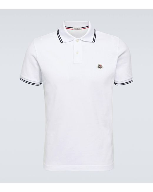 Moncler White Cotton Polo Shirt for men