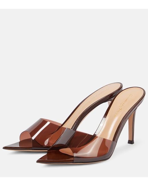 Gianvito Rossi Brown Elle Leather And Pvc Heeled Mules
