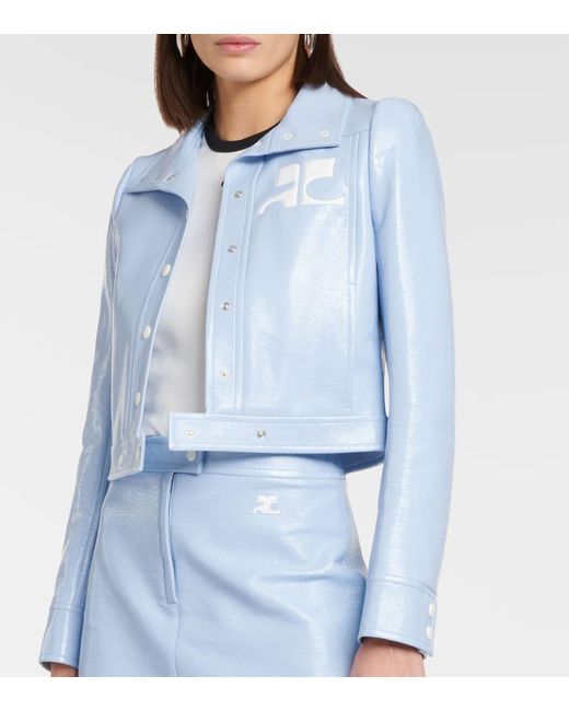 Giacca cropped Reedition in vinile di Courreges in Blue