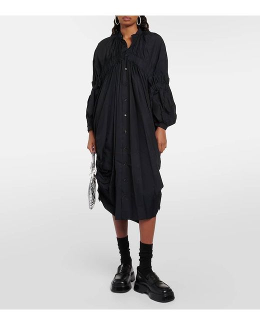 Noir Kei Ninomiya Black Draped Cotton Midi Dress