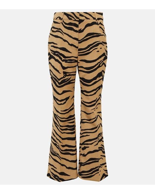 Stella McCartney Metallic Tiger-print Wool-blend Flared Pants