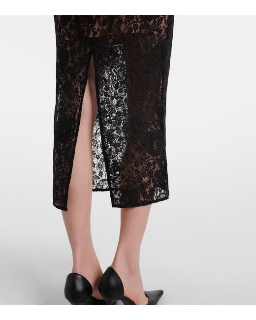 Self-Portrait Black Embellished Cotton-Blend Lace Midi Dress