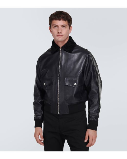 Givenchy Black Shearling-trimmed Leather Jacket for men