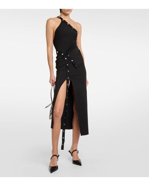 The Attico Black Embellished Jersey Midi Dress