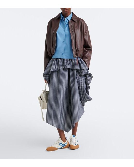 Loewe Blue Grip Anagram Suede-Trimmed Sneakers