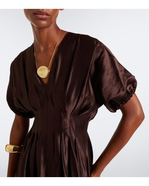 Joseph Black Nova Pleated Linen And Silk Maxi Dress