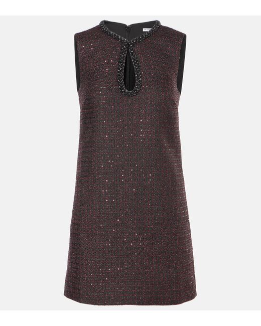 Self-Portrait Brown Sequined Tweed Minidress