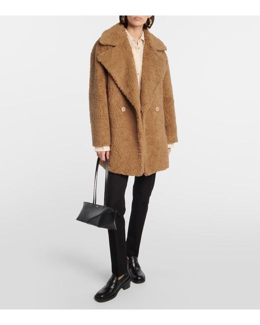 Manteau En Laine De Chameau Et Soie Joseph en coloris Brown