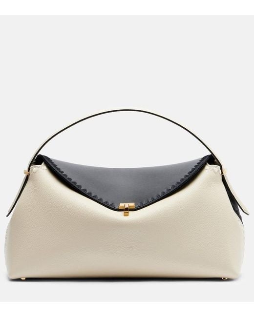 Totême Natural T-Lock Embroidered Leather Tote Bag