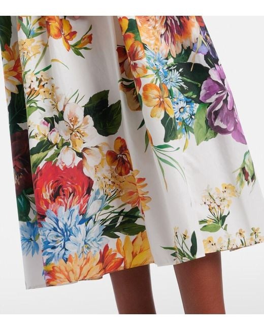 Dolce & Gabbana Multicolor High-Waisted Skirt With A Floral Bouquet Print