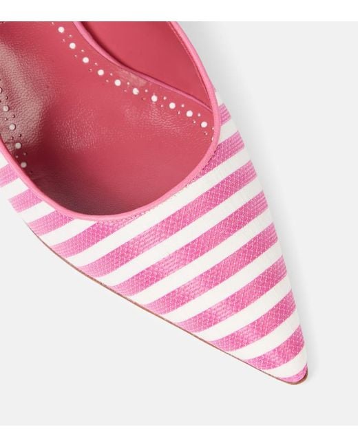 Manolo Blahnik Pink Allurafia 90 Striped Slingback Pumps