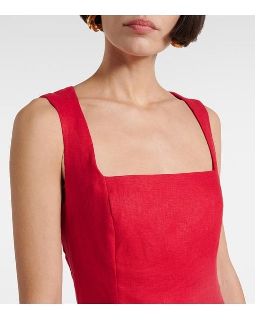 Faithfull The Brand Red Felice Linen Maxi Dress