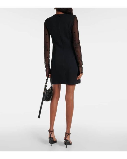 Miniabito in mesh e jersey con logo di Givenchy in Black