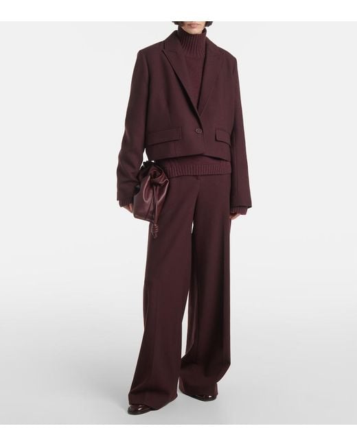 Joseph Purple Cropped Single-Breasted Wool Jacket