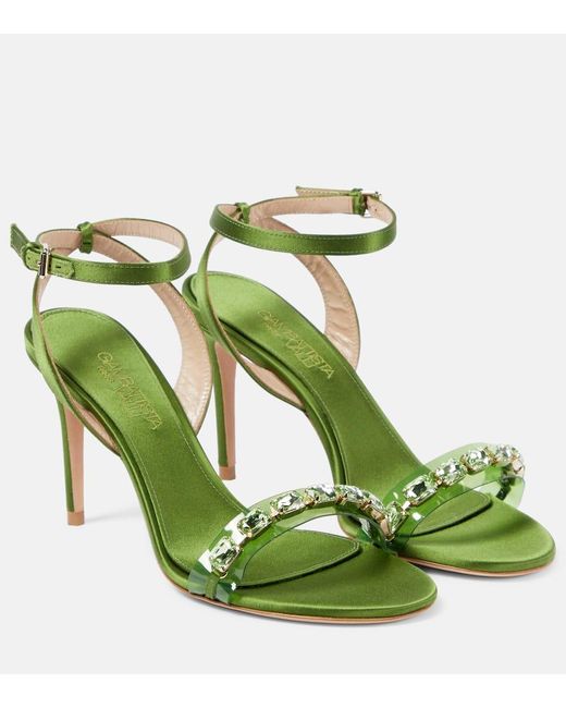 Sandalias de saten adornadas Giambattista Valli de color Green