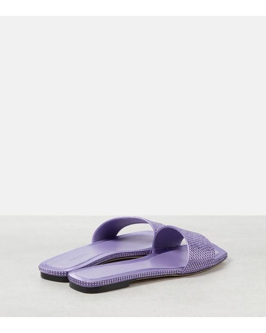 Jimmy Choo Purple Clovis Embellished Satin Mules