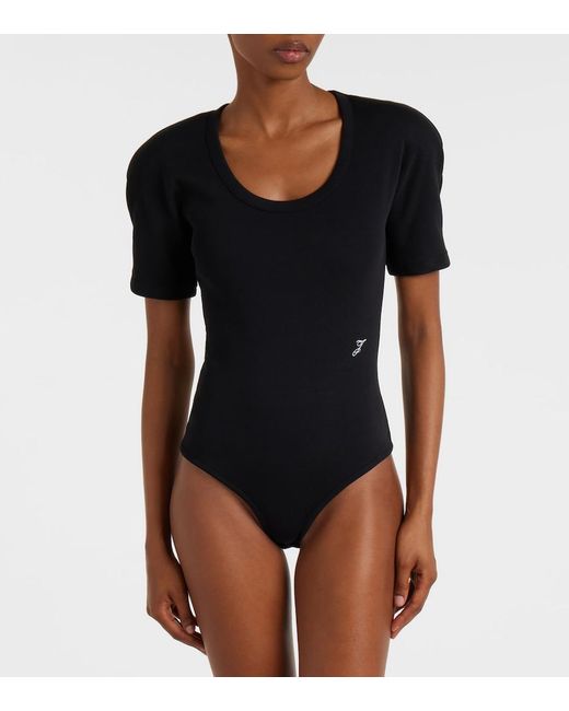 Jacquemus Black Embroidered Cotton Bodysuit