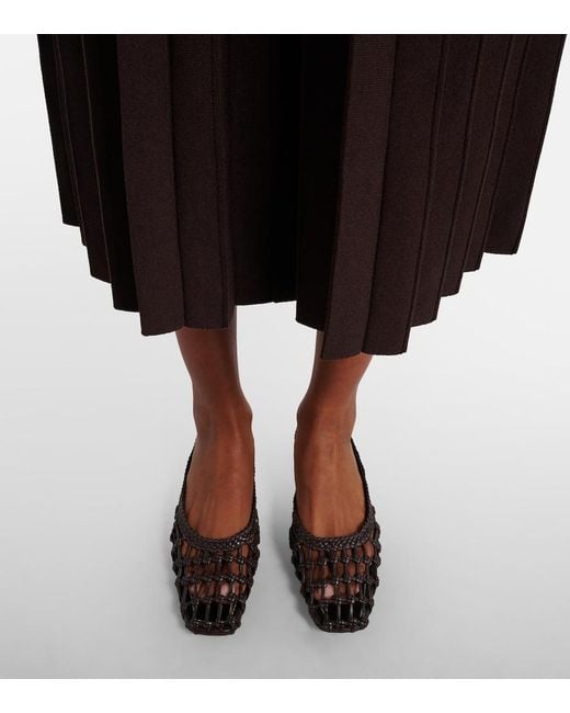Staud Black Otto Woven Leather Mules