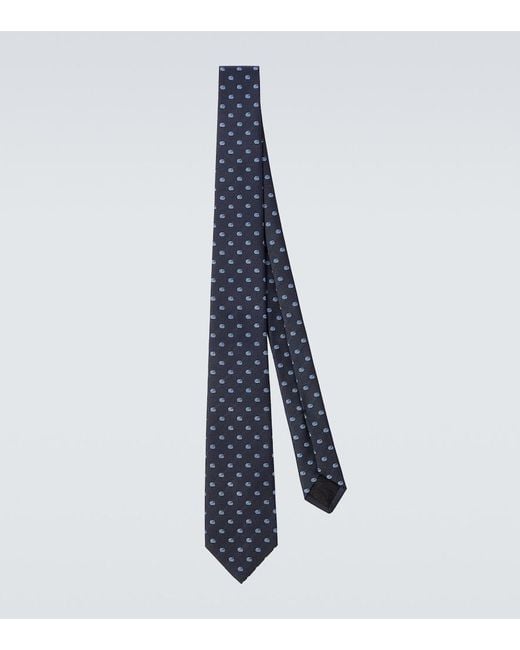 Gucci Blue Double G Silk Jacquard Tie for men