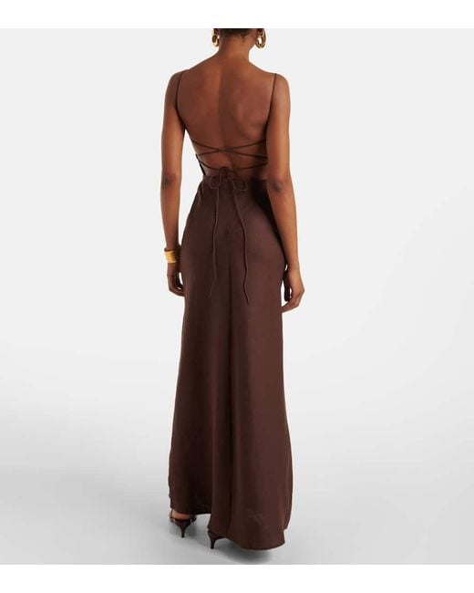 Faithfull The Brand Brown Linen Maxi Dress