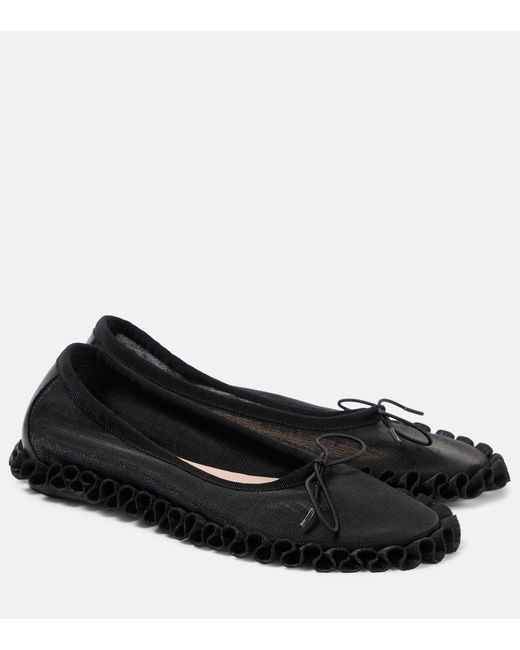 Simone Rocha Black Ruffled Mesh Ballet Flats
