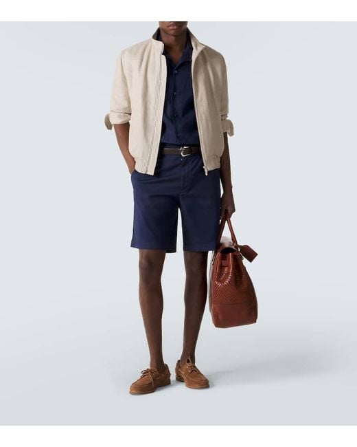 Brunello Cucinelli Blue Linen Shirt for men