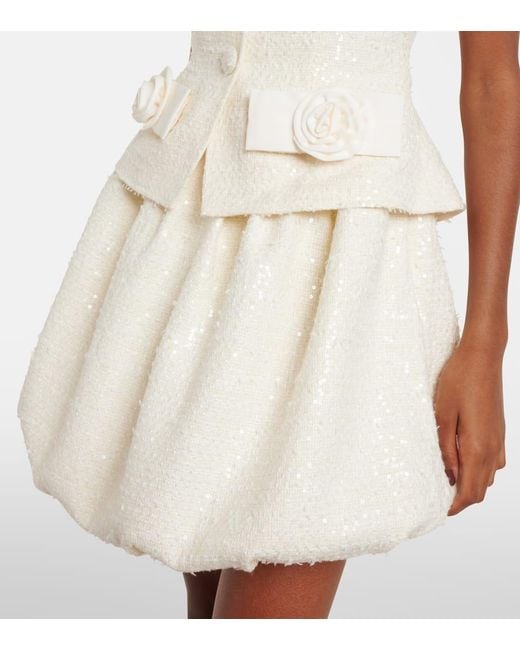 Robe En Boucle A Sequins Self-Portrait en coloris White