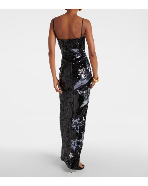 Balmain Black Sequin-Embellished Maxi Dress