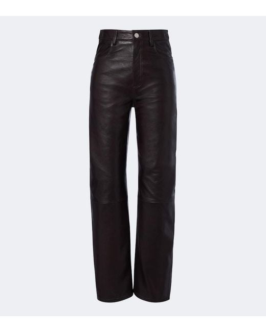 Arma Black Leather Wide-Leg Pants