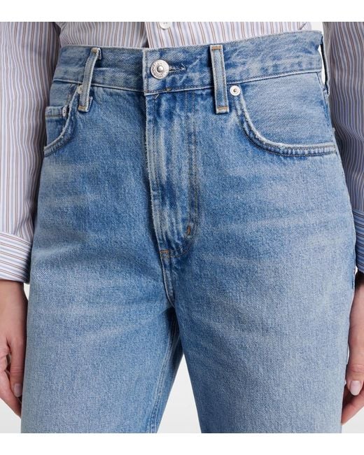 Citizens of Humanity Blue Miro High-Rise Cropped Barrel-Leg Jeans