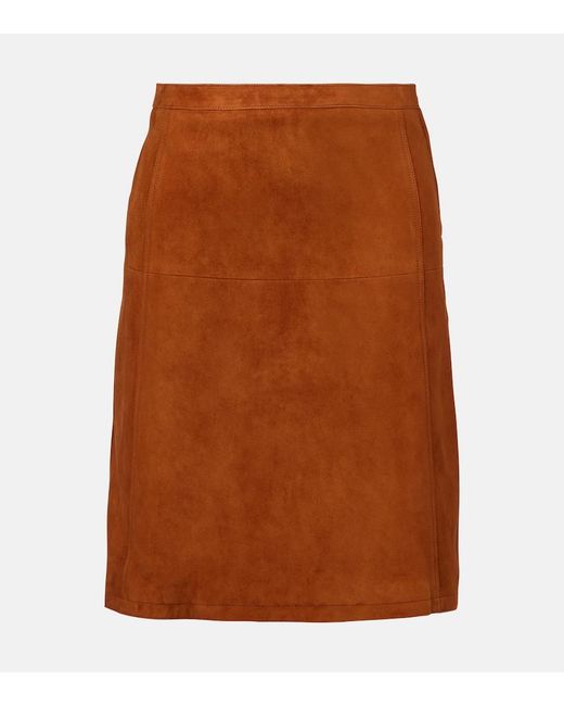 Versace Brown Suede Midi Skirt