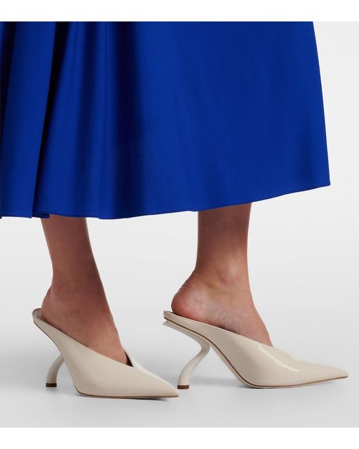 Ferragamo White Patent Leather Mules