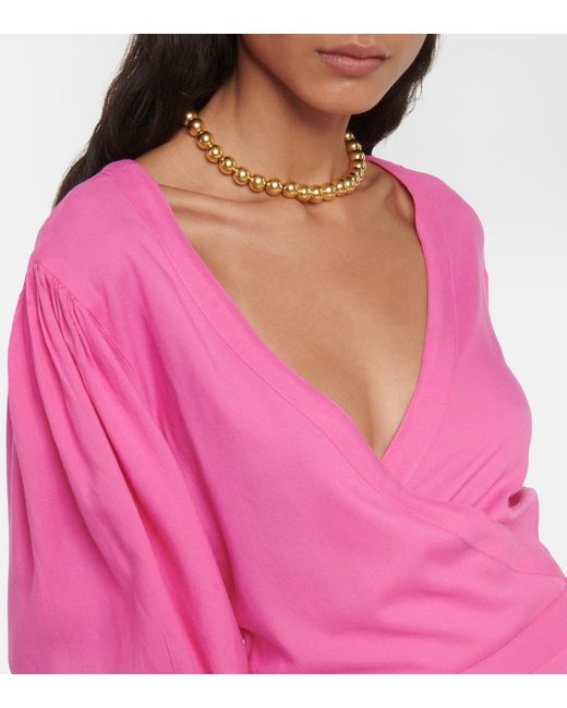 Melissa Odabash Pink Tabitha Cotton Wrap Minidress