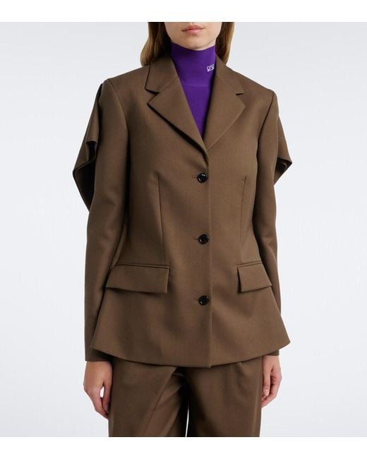 Loewe Brown Caped Wool Blazer