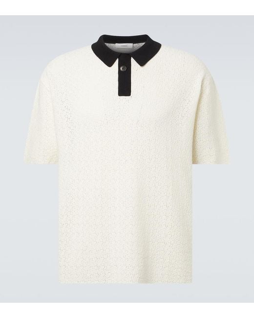 Commas White Crochet Cotton-Blend Polo Shirt for men