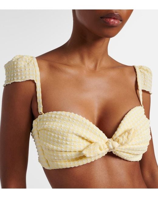 Montce White Cabana Gingham Bikini Top
