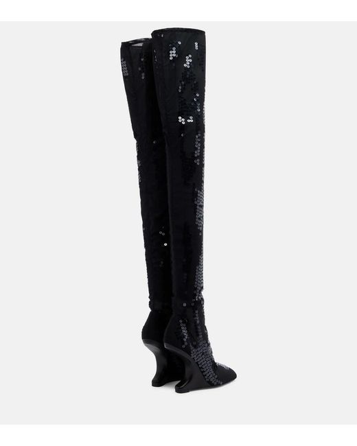 Rick Owens Black Cantilever Embellished Leather Boots