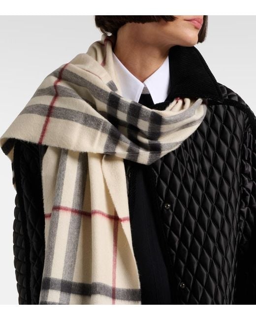 Burberry Natural Giant Check Cashmere Scarf