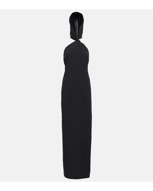 Taller Marmo Blue Diablo Halterneck Crepe Maxi Dress