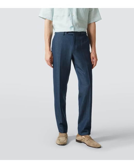 Zegna Blue Wool And Linen Suit for men